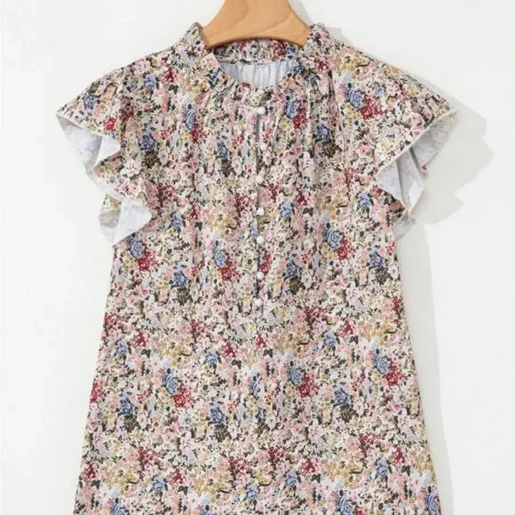 *NEW* Boho Floral Ruffle Cap Sleeve Top | Size XL - Picture 7 of 10